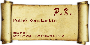 Pethő Konstantin névjegykártya